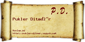 Pukler Ditmár névjegykártya